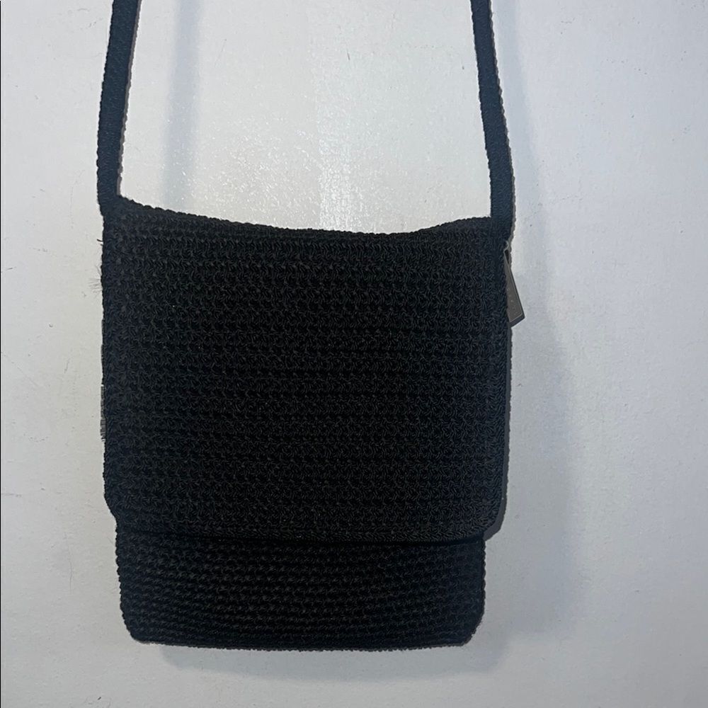 THE SAK Black Crochet Knit Crossbody Purse